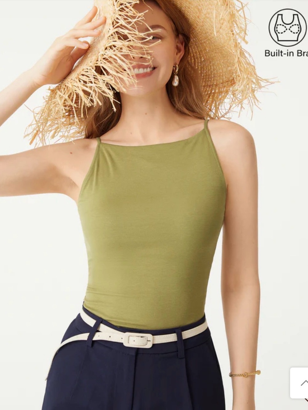 OGL built in bra Olive Slim Tank Top new with tag